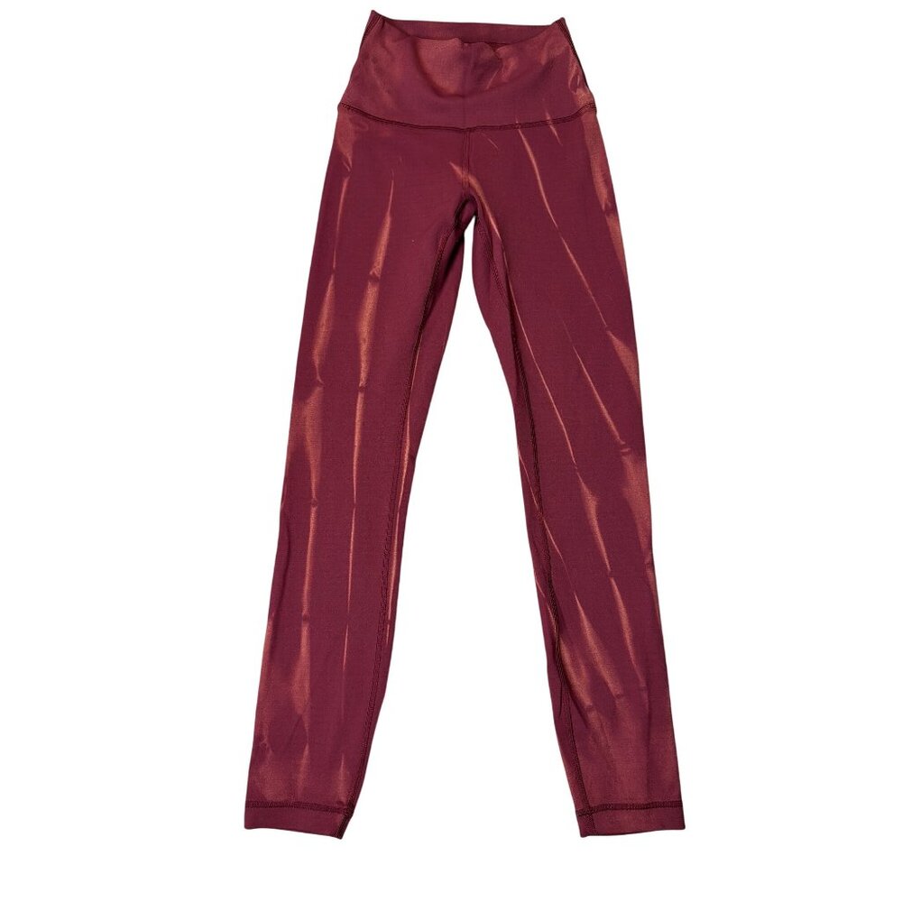 Lululemon Wunder Train High-Rise Tight 25" Sun Bleached Wash Red Merlot Size 2